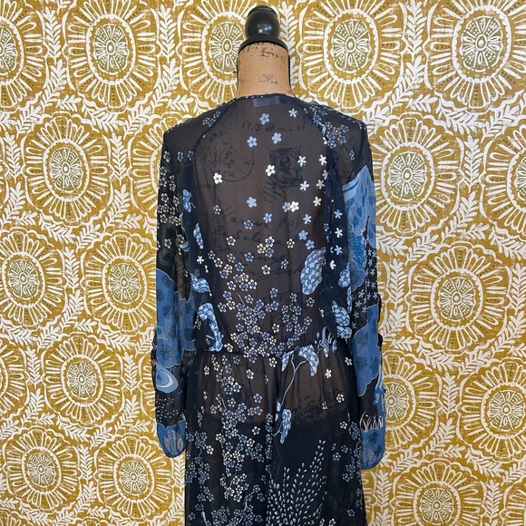 RED Valentino SS21 Oriental Toile De Jouy Print Silk Ruffle Maxi Dress M AS-IS - Picture 13 of 14